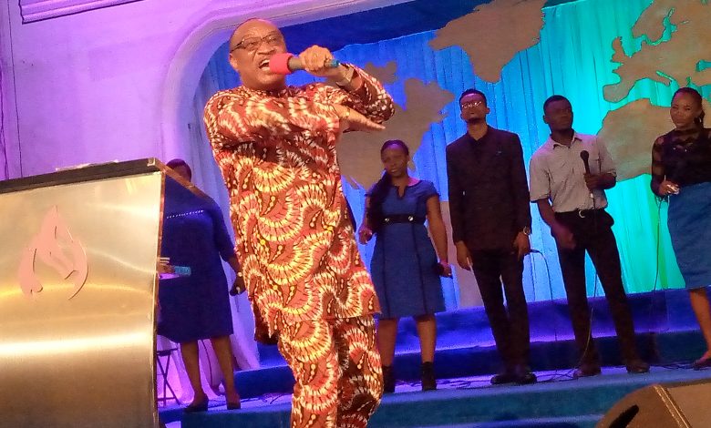 Archbishop Cletus Bassey, Chairman, Akwa Ibom Christian Assembly, preaching at the solemn Assembly