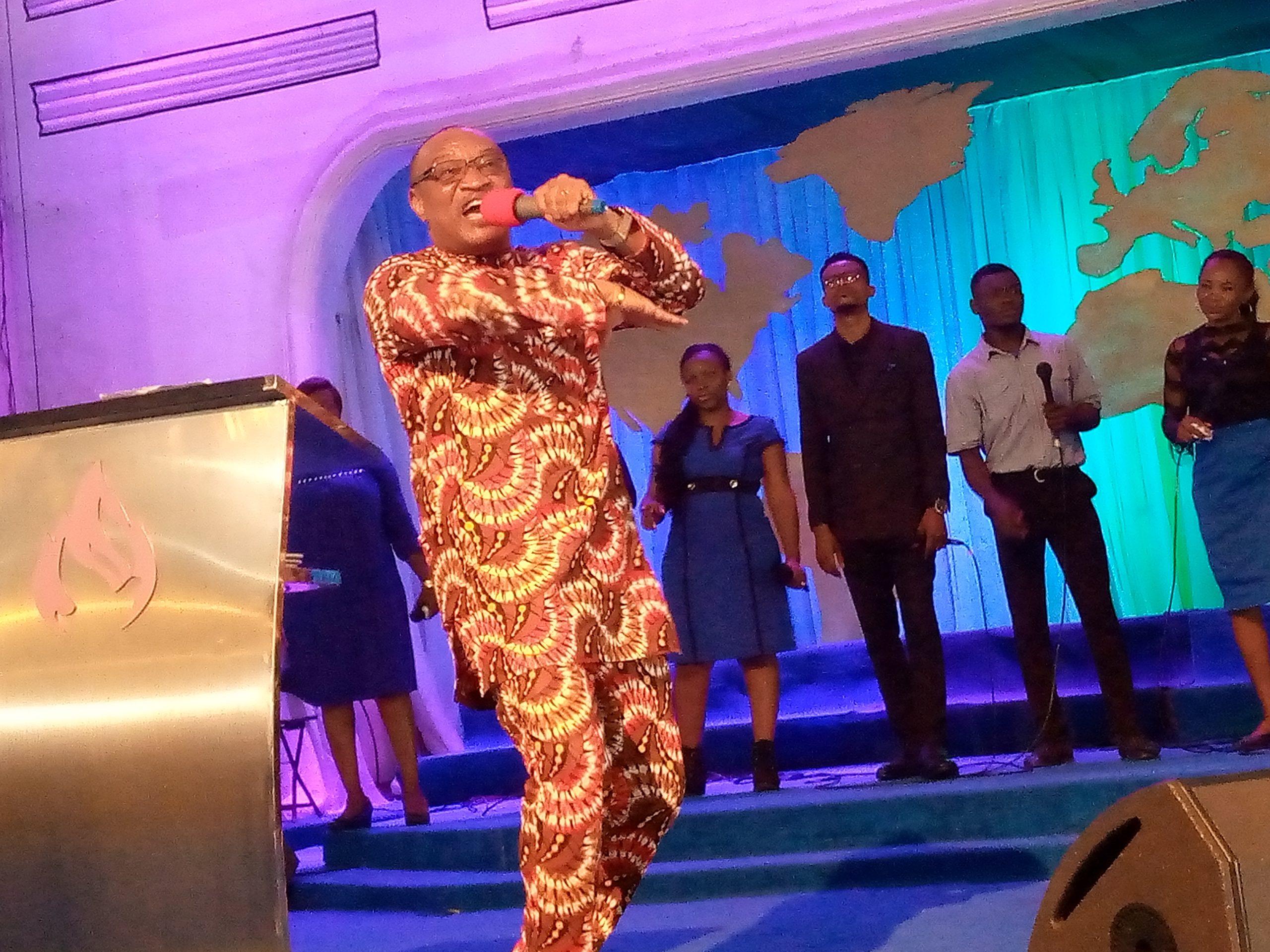 Archbishop Cletus Bassey, Chairman, Akwa Ibom Christian Assembly, preaching at the solemn Assembly