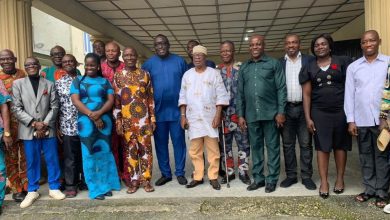 • Members of the League of Veteran Journalists, Akwa Ibom State Chapter, with the NUJ leadership shortly after the meeting on Wednesday. Photo: Itoro Bassey