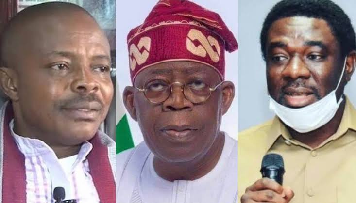 • Tinubu (M), NLC President, Joe Ajaero (L) & TUC President, Festus Osifo (R)