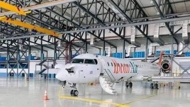 • An Ibom Air aircraft undergoing maintenance inside the new MRO facility at Victor Attah International Airport