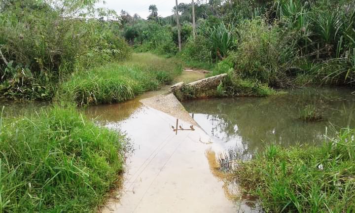 How collapsed bridge blocks children's path to high school in Ibiono Ibom community 5 • Remains of the collapsed bridge at Aka Ikot Udo Eno village.