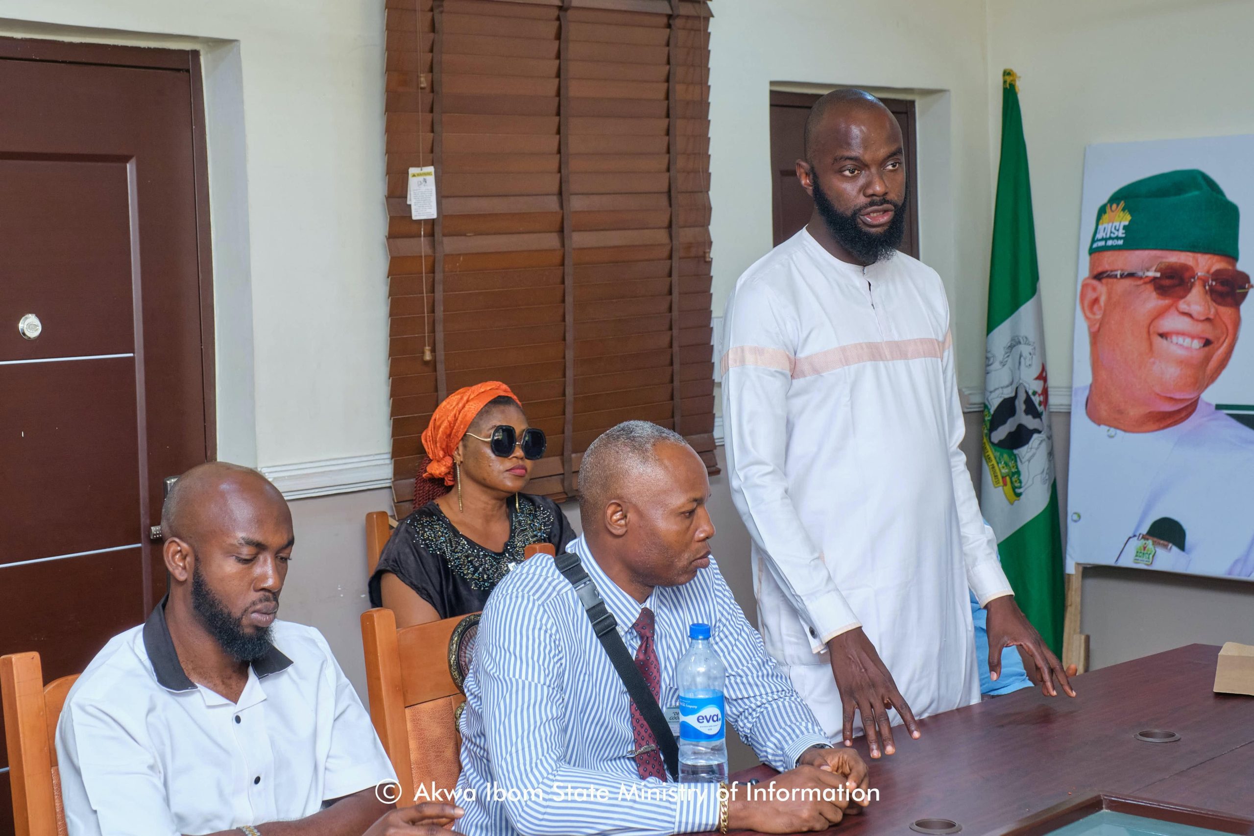 Gov Eno donates land to COOPA to support online media 3 • Chancellor of COOPA, Mr. Utitofon Morgan, speaking at the occasion