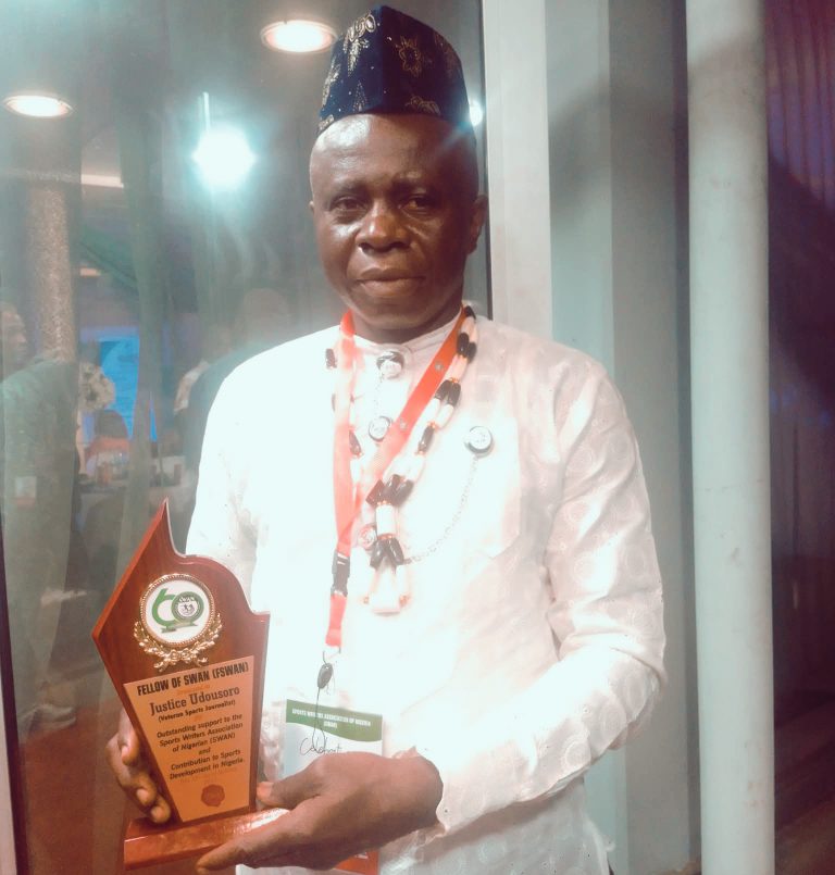 SWAN honours veteran sports journalist Justice Udousoro with Fellowship Award