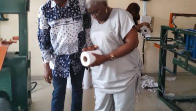 • RectornEduma Essien, while inspecting and test-running of the institution’s tissue paper production line