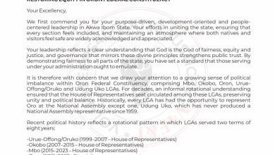 Udung Uko writes Gov Eno, blasts political imbalance