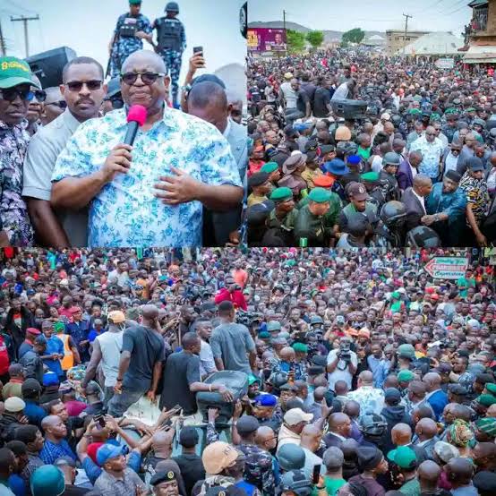 • Governor Caleb Mutfwang of Plateau State being received by residents during his visit to the scene of the deadly attack on Angwan Rukuba in Jos North Local Government Area, where he commiserated with bereaved families.