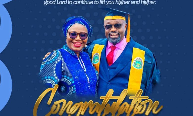 Lady Iniobong Otong congratulates Prince Akpabio on Master's degree conferment