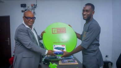 • Comrade Nsibiet John (r) & Mr Emmanuel Sam during the presentation of SLTV to the NUJ, yesterday