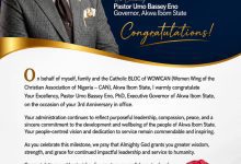 Lady Otong applauds Gov Eno's 3 years of purpose, impact, unwavering grace