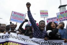 • File: One of the protests against hardship on the street of Lagos, Nigeria 