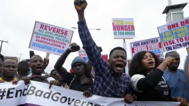  • File: One of the protests against hardship on the street of Lagos, Nigeria 