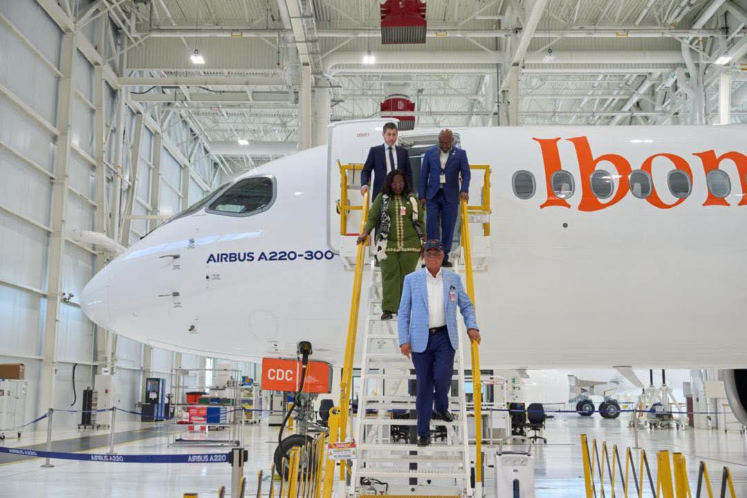 Gov Eno inspects Ibom Air's third brand-new A220-300 in Canada